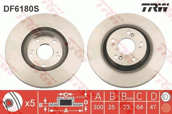 Honda CIVIC Brake discs and rotors 7488990 TRW DF6180S online buy