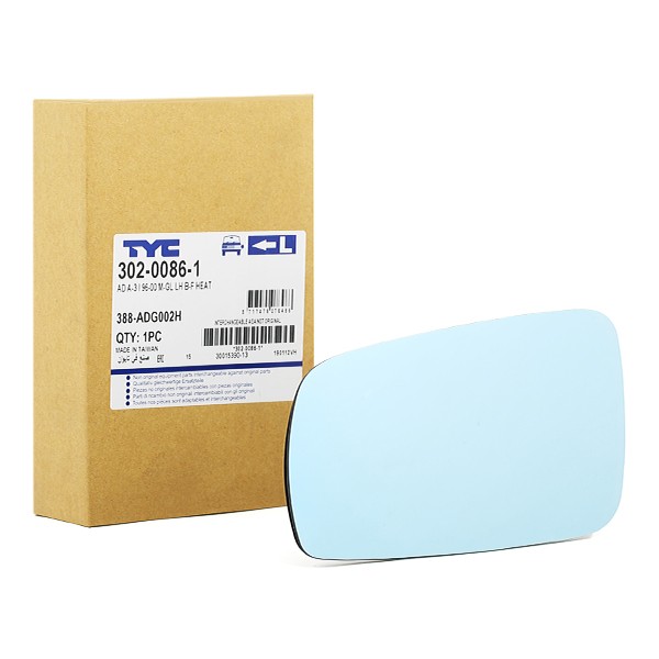 TYC Miroir De Rétroviseur AUDI 302-0086-1 4B0857535 Glace Retroviseur,Verre De Rétroviseur,Verre de 