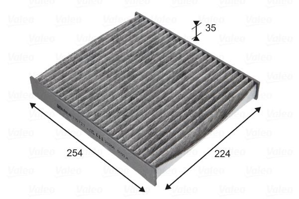 715727 Air con filter 715727 VALEO Activated Carbon Filter, 224 mm x 254 mm x 35 mm, CLIMFILTER PROTECT