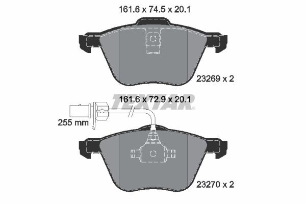 TEXTAR 2326903 Brake pad set with integrated wear warning contact