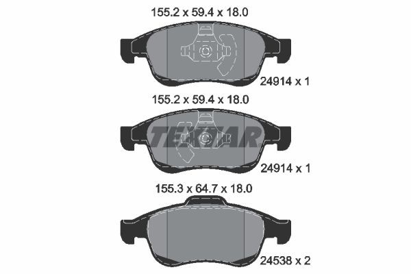 2491401 Set of brake pads 8844D1627 TEXTAR not prepared for wear indicator
