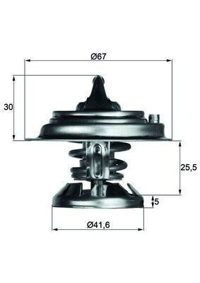 TX2975D Engine cooling thermostat TX 29 75D MAHLE ORIGINAL Opening Temperature: 75°C, 67mm, with seal