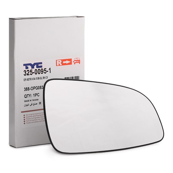 Opel Dodehoekspiegel onderdelen - Spiegelglas, buitenspiegel TYC 325-0095-1