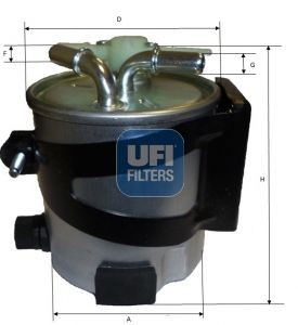 UFI 55.417.00 Fuel filter 10mm, 10mm