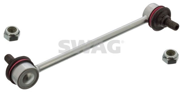 SWAG 84 94 2272 Anti-roll bar link Rear Axle Left, Rear Axle Right, 187mm, M10 x 1,25 , with self-locking nut, Steel , silver