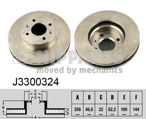 NIPPARTS Front Axle, 256x22mm, 4x100, internally vented, Painted Ø: 256mm, Num. of holes: 4, Brake Disc Thickness: 22mm Brake rotor J3300324 buy