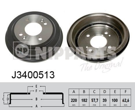 NIPPARTS 220mm Drum Brake J3400513 buy