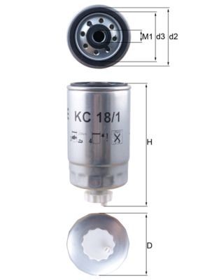 MAHLE ORIGINAL KC 18/1 Fuel filter Spin-on Filter