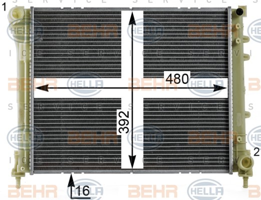 HELLA 480 x 392 x 16 mm, HELLA BLACK MAGIC, Brazed cooling fins Radiator 8MK 376 900-211 buy