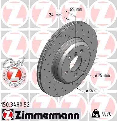 ZIMMERMANN Brake rotors 150.3480.52 for BMW 7 Series, 5 Series, 6 Series