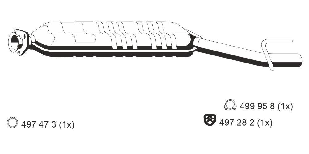 ERNST 351133 Middle silencer Length: 930mm