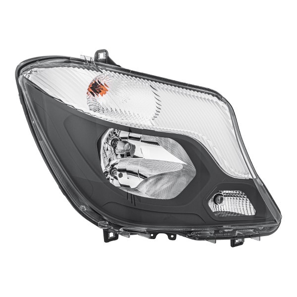 HELLA 1ED 011 030-121 Headlight Right, PY21W, H7/H7, W21W, W5W, FF, Halogen, 12V, with dynamic bending light, with daytime running light, with low beam, with position light, with high beam, with indicator, for right-hand traffic, with bulbs, with motor for headlamp levelling