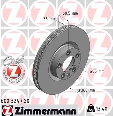 ZIMMERMANN COAT Z 600.3247.20 Brake disc 95835140301