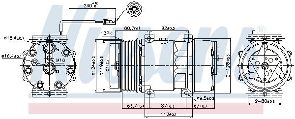89474 Compressor, air conditioning 89474 NISSENS SD7H15, 24V, PAG 46, R 134a