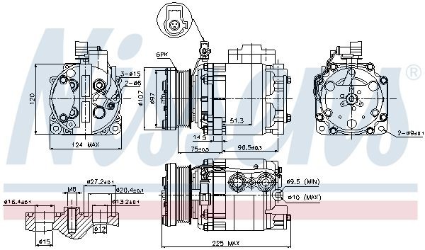 89354 Compressor, air conditioning 89354 NISSENS SCROLL90V, 12V, PAG 46, R 134a