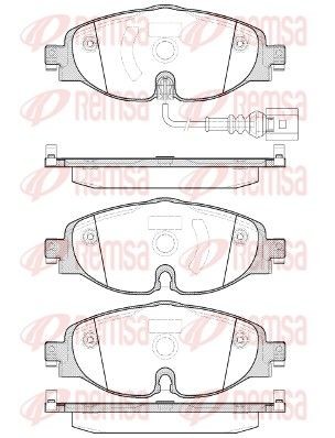 REMSA 1515.01 Brake pad set Front Axle, incl. wear warning contact, with adhesive film, with spring