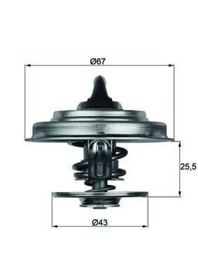 2.082.65.312 MAHLE ORIGINAL Opening Temperature: 65°C, 67mm, with seal D1: 67mm Thermostat, coolant TX 18 65D buy