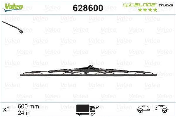 628600 VALEO Windscreen wipers IVECO 600 mm both sides, Standard, for left-hand drive vehicles, 24 Inch , Hook fixing