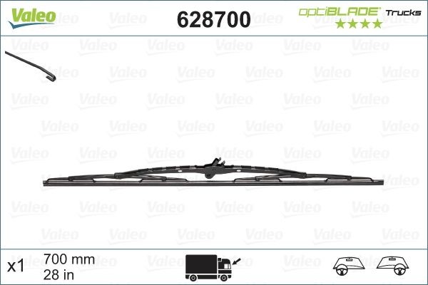 VALEO OPTIBLADE TRUCKS 628700 Wiper blade 700 mm both sides, Standard, for left-hand drive vehicles, 28 Inch