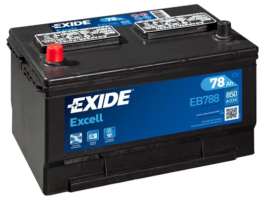 865 60 EXIDE EXCELL 12V 78Ah 850A Lead-acid battery Cold-test Current, EN: 850A, Voltage: 12V, Terminal Placement: 1 Starter battery EB788 buy