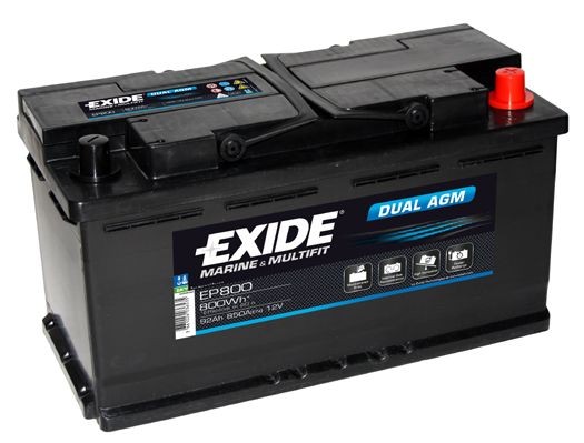 EXIDE DUAL AGM EP800 Battery 12V 95Ah 850A B13 AGM Battery