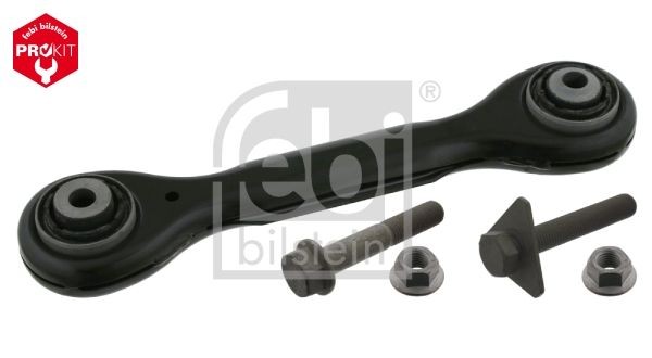 Track control arm FEBI BILSTEIN with attachment material, with bearing(s), Rear Axle Left, Upper, Front, Rear Axle Right, Semi-Trailing Arm, Control Arm, Sheet Steel - 43542