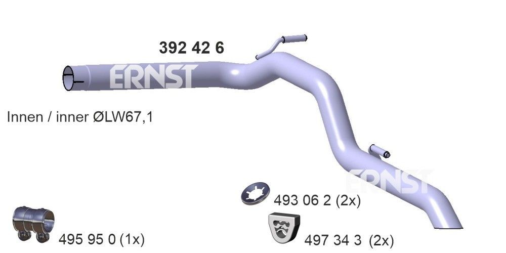 ERNST 392426 Exhaust pipes MERCEDES-BENZ Sprinter 5-T Platform/Chassis (W906) 516 CDI 4x4 163 hp Diesel 2020 price