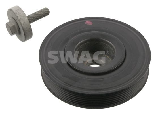 SWAG 60 93 6247 Crankshaft pulley 7PK, Ø: 155mm, Number of ribs: 6, with screw