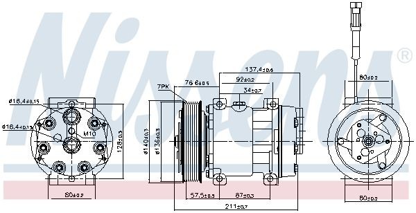 NISSENS 89137 Air conditioner compressor SD7H15, 24V, PAG 46, PAG 100, R 134a