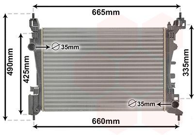 VAN WEZEL Aluminium, 540 x 375 x 25 mm, Mechanically jointed cooling fins Radiator 37002574 buy
