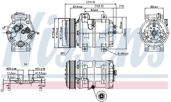 89317 Compressor, air conditioning 89317 NISSENS DKS15CH, 12V, PAG 46, R 134a