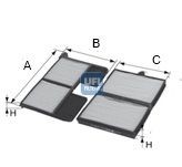 UFI Particulate Filter, 213 mm x 152 mm x 20 mm Width: 152mm, Height: 20mm, Length: 213mm Cabin filter 53.197.00 buy
