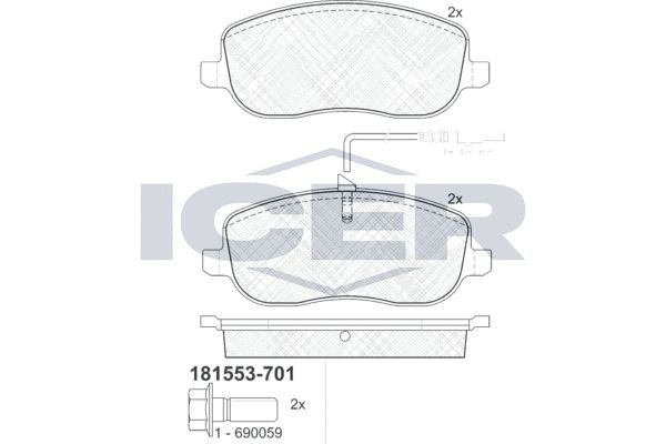 Original 181553-701 ICER Brake pads CITROËN