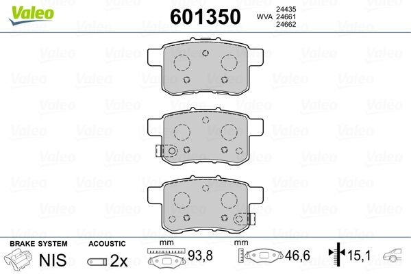 Honda ACCORD Set of brake pads 7543633 VALEO 601350 online buy