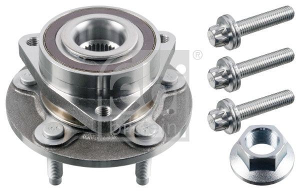 40099 FEBI BILSTEIN Wheel bearings CHEVROLET Front Axle Left, Front Axle Right, with attachment material, Wheel Bearing integrated into wheel hub, with integrated magnetic sensor ring, with wheel hub, with ABS sensor ring, 146 mm, Angular Ball Bearing
