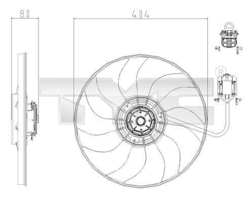 Original 825-0019 TYC Cooling fan assembly OPEL