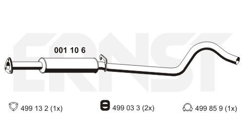 ERNST 001106 Front silencer Opel Corsa A CC 1.3 i 60 hp Petrol 1989 price