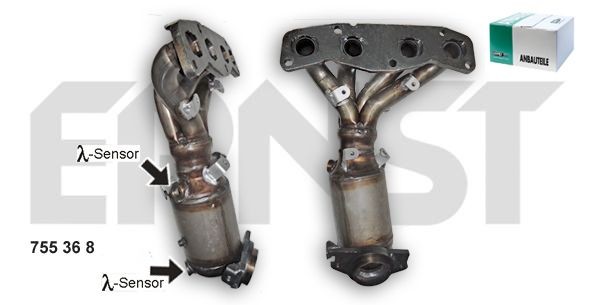 ERNST Set 755368 Catalytic converter Euro 3, with mounting kit, Length: 500 mm