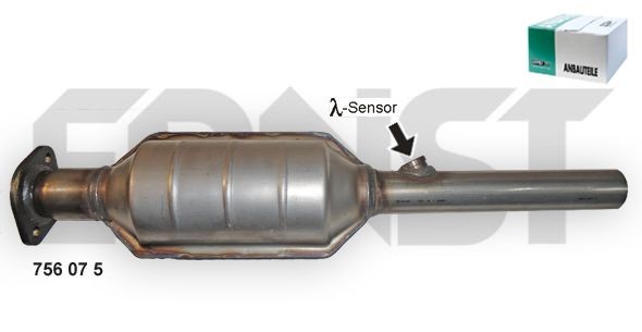 ERNST Set 756075 Catalytic converter Euro 4, with mounting kit, Rear, Length: 620 mm
