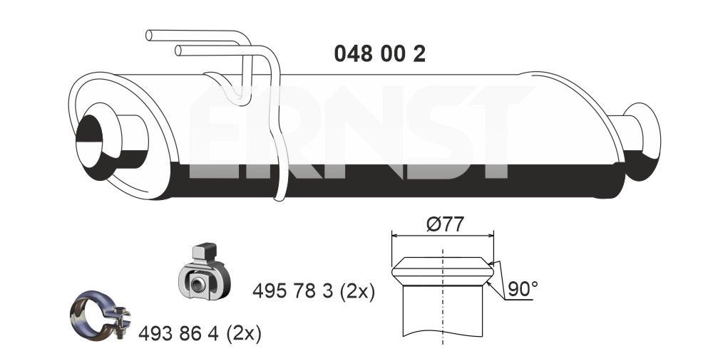 Nissan LAUREL Middle silencer ERNST 048002 cheap