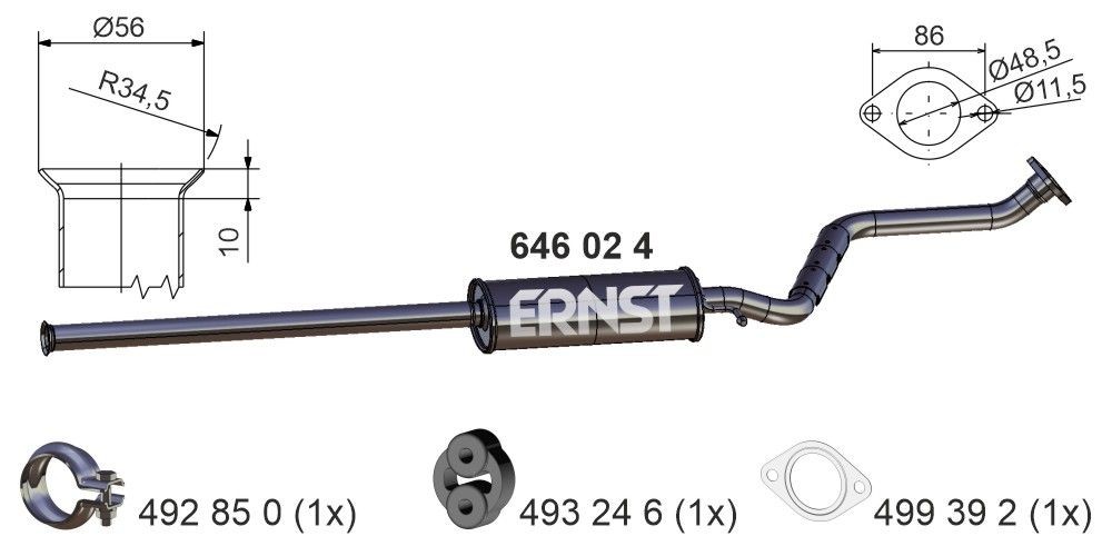 ERNST 646024 Middle silencer HYUNDAI experience and price