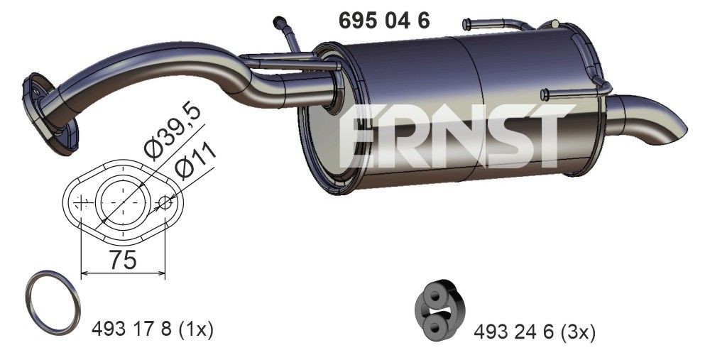 ERNST 695046 Rear silencer 20100-99B01-KE