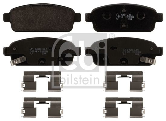 FEBI BILSTEIN D1468-8668 Disc pads Rear Axle, with acoustic wear warning, with fastening material