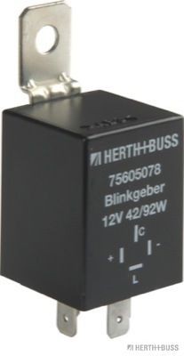 HERTH+BUSS ELPARTS 75605078 Indicator relay 12V, Electronic, 2/4 x 21W, with retaining strap