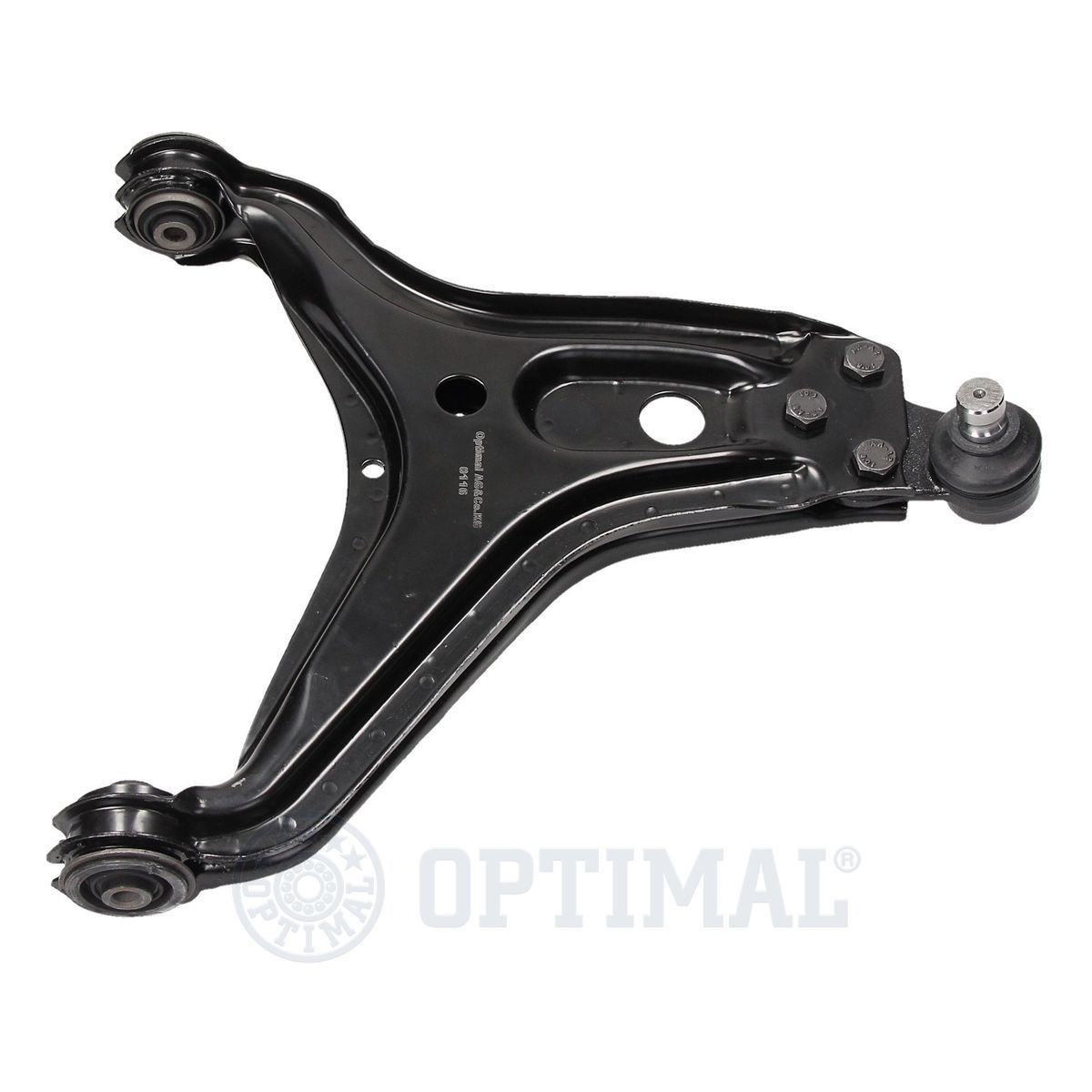 OPTIMAL G6-115 Suspension arm with ball joint, with rubber mount, Right, Lower, Front Axle, Control Arm, Sheet Steel