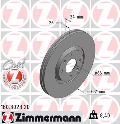 ZIMMERMANN COAT Z 180.3023.20 Brake disc 96 876 021 80
