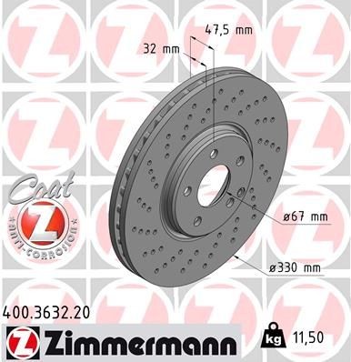 ZIMMERMANN COAT Z 400.3632.20 Brake disc 220.421.1812