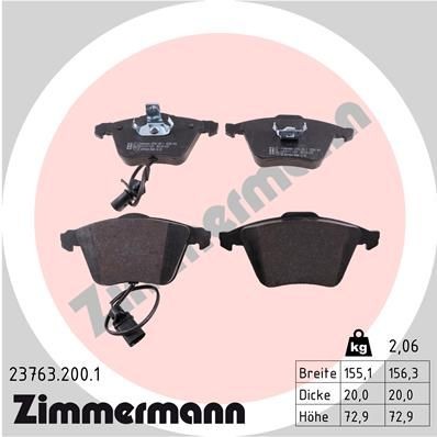 23763.200.1 Bremsklötze & Bremsbelagsatz ZIMMERMANN in Original Qualität