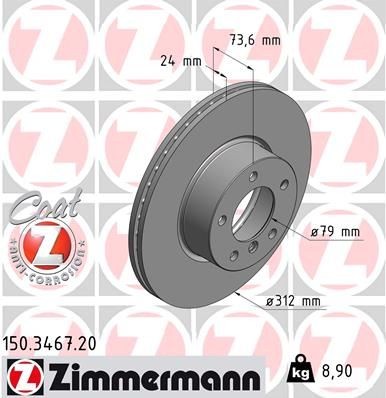 ZIMMERMANN COAT Z 150.3467.20 Brake disc 34118848418