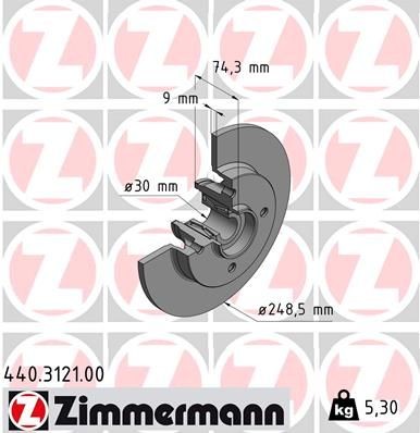ZIMMERMANN 440.3121.00 Brake disc 248x9mm, 4/4, 4x108, solid